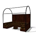 Modern Public Chair With Arched Metal Frame Wooden Slat Back And Padded Seating
