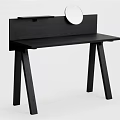 Black Modern Dressing Table with Minimalist Design and Round Mirror on Top 3d model