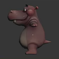 Cute Pink 3D Cartoon Hippo Character With Open Arms And White Belly