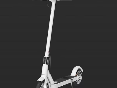 White Electric Scooter Sports Equipment With Modern Design Sturdy Wheels And Handlebar 3d model