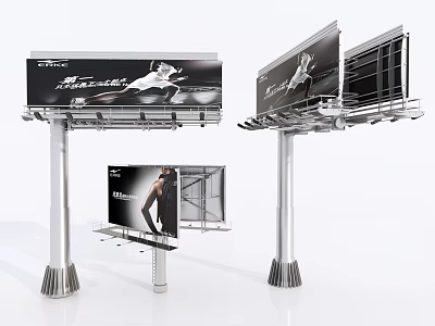 Outdoor Billboard Advertising Structure Design With Modern Metal Frame And Display Angles 3d model