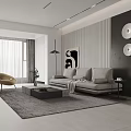 Modern Living Dining Room Interior With Sofa Coffee Table And Wall Decor 3d model