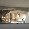 Modern TEABOO Milk Tea Shop Interior With White Counter Display Shelves And Lighting