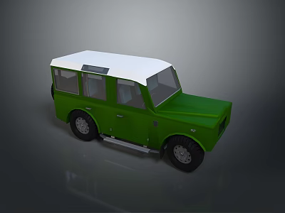 Green Off Road Vehicle With White Roof And Black Tires Design 3d model