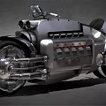 Silver Metallic Motorcycle With Unique Retro Futuristic Design And Large Chrome Wheels