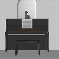 Elegant Black Piano with Art Supplies Music Sheet and Matching Bench