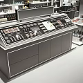 Blooming Store Modern Interior With Display Shelves Glass Cabinets And Organized Product Displays