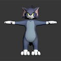 Blue Animated Tom Cat Character With White Paws Angry Expression Arms Outstretched