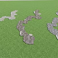 Stepping Stones Path on Green Lawn with Natural Stone Arrangement and Garden Design