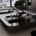 Modern Living Dining Room Interior With Sofa Coffee Table Rug And Circular Wall Decor