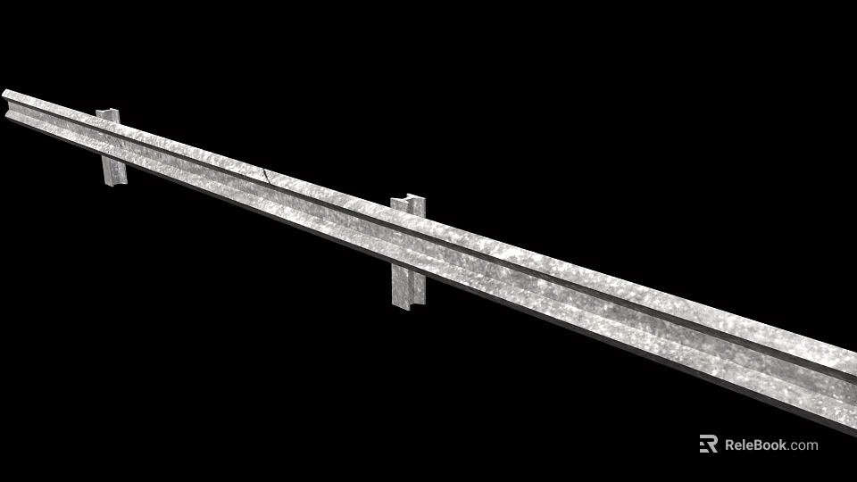 Durable Galvanized Metal Railing Long Strip Design With Support Posts For Safety Protection 3d model 