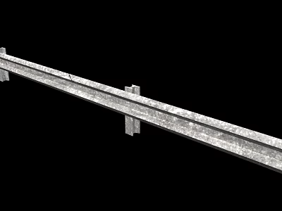Durable Galvanized Metal Railing Long Strip Design With Support Posts For Safety Protection 3d model