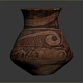 Traditional Artisan Crafted Red Ceramic Sculpture With Intricate Spiral Wave Carvings