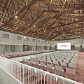 Spacious Conference Room With Wooden Ceiling And White Chairs