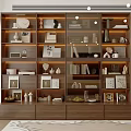 Modern Living Room With Curved Beige Sofa Round Coffee Table Lit Bookshelves Decorations Books Frames