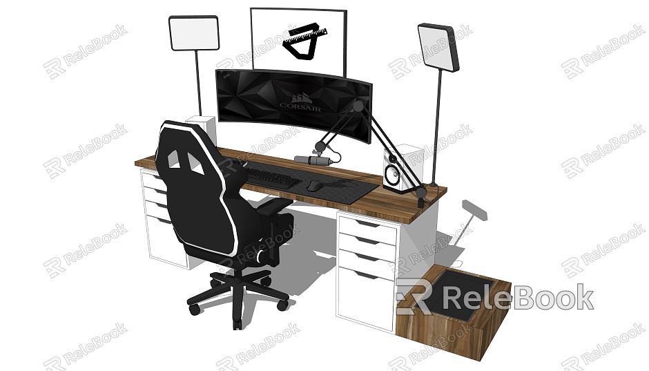 Modern computer desk and chair model