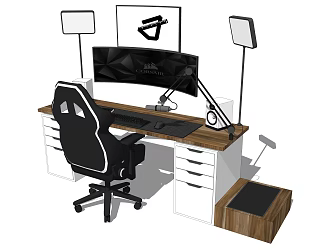 Modern computer desk and chair 3d model