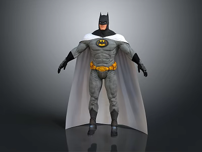 Detailed Batman Action Figure Toy With Gray Costume Cape And Classic Design Features 3d model