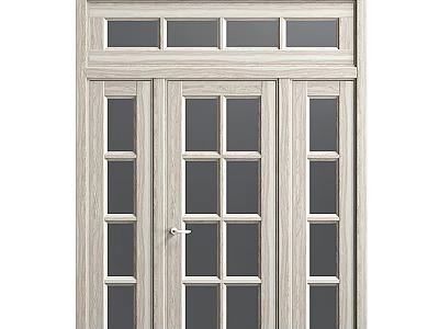 Modern Wooden Hinged Door With Glass Grid Panels And Classic Frame Design 3d model