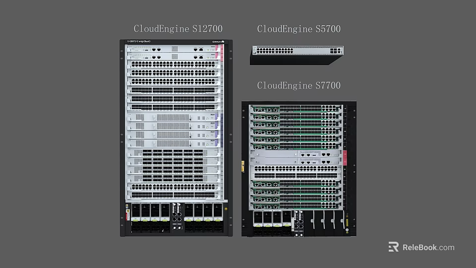 Industrial Network Switches CloudEngine S12700 S5700 S7700 Featuring Modular Racks and Multiple Ports 3d model 