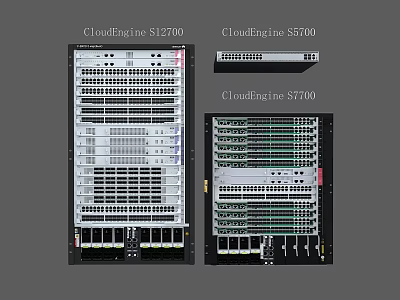 Industrial Network Switches CloudEngine S12700 S5700 S7700 Featuring Modular Racks and Multiple Ports 3d model