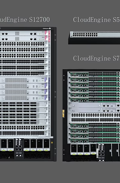 Industrial Network Switches CloudEngine S12700 S5700 S7700 Featuring Modular Racks and Multiple Ports 3d model
