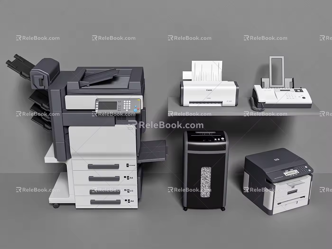 printer copier fax machine shredder 3d model