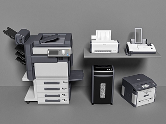 printer copier fax machine shredder 3d model