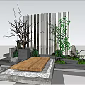 Serene Garden Nook Design With Bamboo Screen Wooden Platform And Lush Green Plants