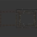 Modern Architectural Structure With Square Black Metal Frames And Chain Decorations