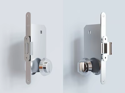 Modern Door Lock With Sleek Metal Chrome Finish Double View Design 3d model