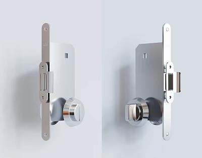 Modern Door Lock With Sleek Metal Chrome Finish Double View Design 3d model