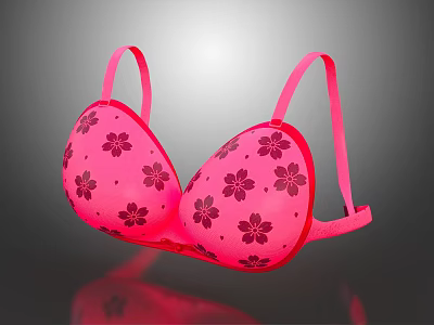Pink Women's Bra With Floral Pattern And Stylish Comfortable Design 3d model