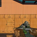 Villa Balcony Design With Glass Roof Wooden Structure And Stone Decorations
