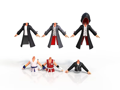 Action Figure Clothing Accessories With Various Styles Long Coats Hooded Coats And Short Sleeves 3d model