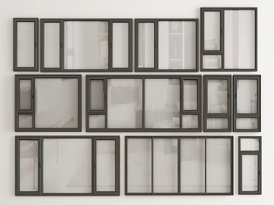 Various Casement Windows Designs With Different Frame Styles And Glass Options 3d model