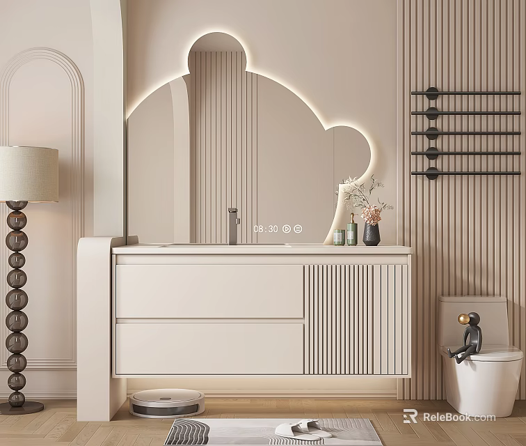Modern TV Stand With Drawers LED Lighting And Decorative Design 3d model 