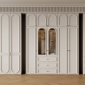 French Cream Style Bedroom Wardrobe Glass Door Wardrobe Locker 3d model