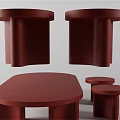 Modern Sofa and Coffee Table Set in Terracotta Red with Round Sleek Design Elements 3d model