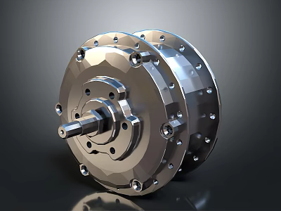 High Precision Industrial Motor Gear Component With Metal Casing And Bolted Shaft Structure 3d model
