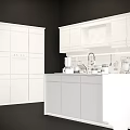 Modern Kitchen Interior With Walnut Cabinets Sleek Design And Marble Countertops