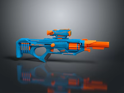 Blue And Orange Sci Fi Toy Gun With Scope And Plastic Construction Design 3d model
