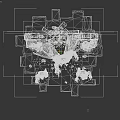 Demon Warrior With Wings And Zombies Standing On Stone Platform With Flaming Background