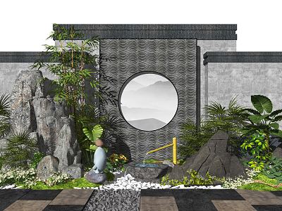 New Chinese style landscape sketch landscape sketch landscape wall dry landscape courtyard landscape model