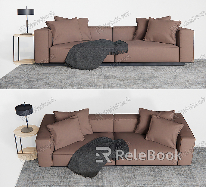 Modern Double Sofa Multi-Person Sofa Long Sofa Carpet Side Pillow model