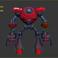Red XPR3 Robot Character With Mechanical Structure Blue Eye And Yellow Light 3d model