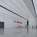 MEVION Front Desk Reception With Modern Staff And Brand Logo In Contemporary Lobby Area