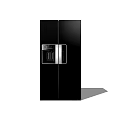 Black Upright Double Door Refrigerator Freezer With Stainless Steel Handle And Sleek Design