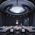 Futuristic KTV Interior Design With Modern Lighting Bar And Chairs