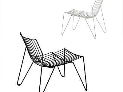 Modern Wire Frame Lounge Chair With Ergonomic Design In Black And White 3d model